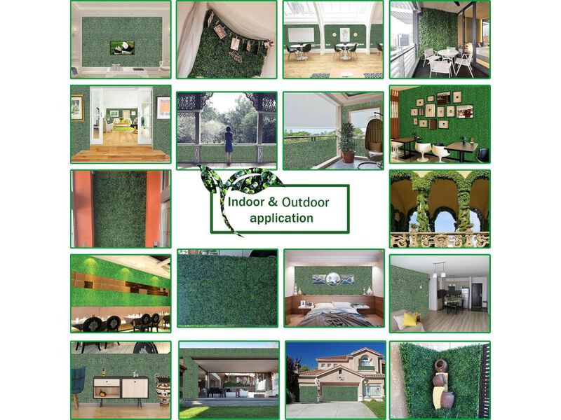 Artificial Grass Wall Panels Set UV Resistant Greenery for Indoor Outdoor Decor image number 2