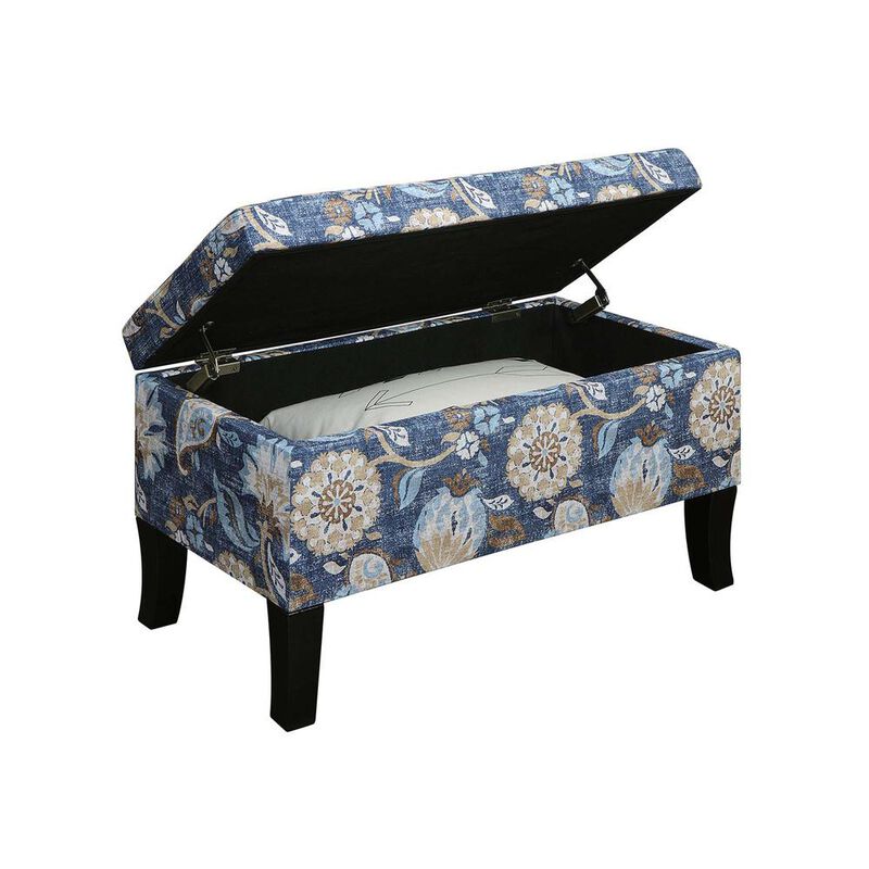 Convience Concept, Inc. Designs4Comfort Winslow Storage Ottoman, Indigo Flora Fabric