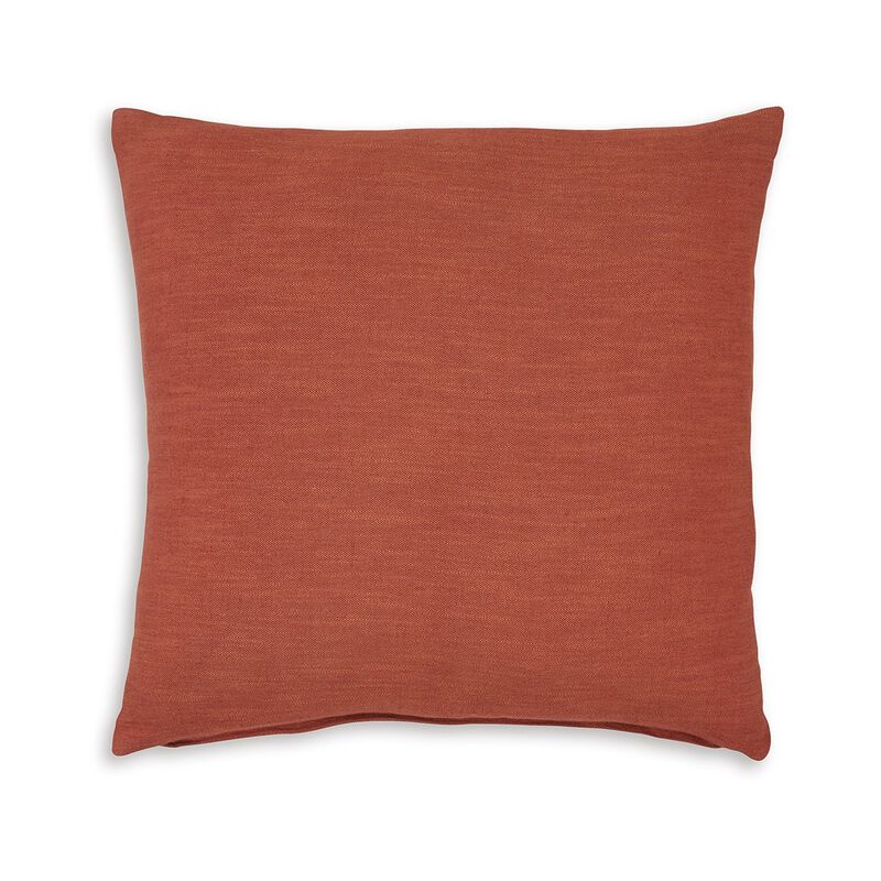Ina 22 Inch Accent Throw Pillow Set of 4, Square, Rust Brown Cotton Linen - Benzara