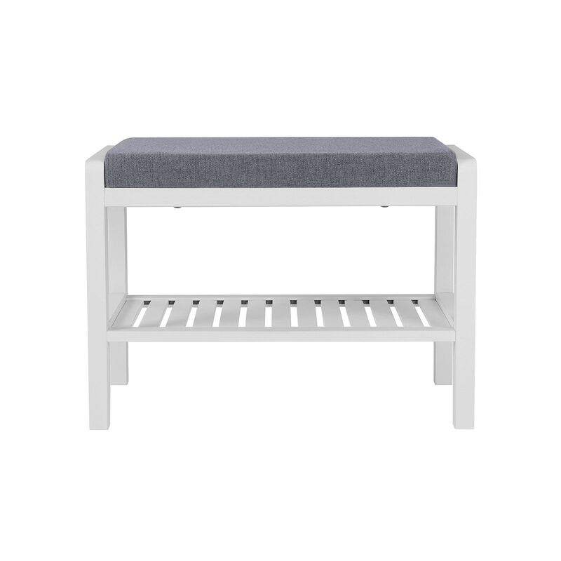 Wicker Shoe Bench Rack with Cushioned Padded Seat - Entryway Storage Shelf Bench