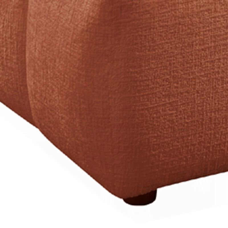Leya Modular Ottoman, Tufted Coral Red Linen, 43 Inch Rectangular Seat image number 4