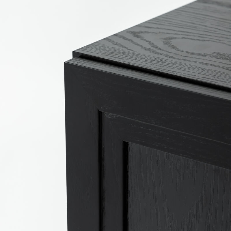 62"x31"x16" Modern Black Wooden Storage Cabinet - 6 Tier Organizer with Four Doors image number 6