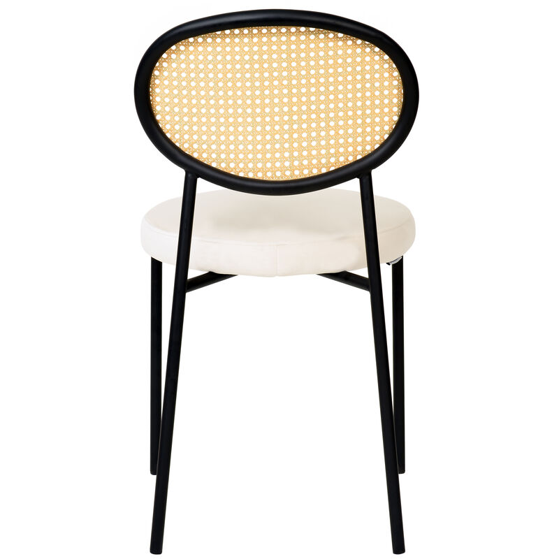 LeisureMod Euston Modern Dining Chair with Wicker Back and Velvet Seat, Indoor Kitchen, Dining Room, Home, Contemporary Side Chair Seating