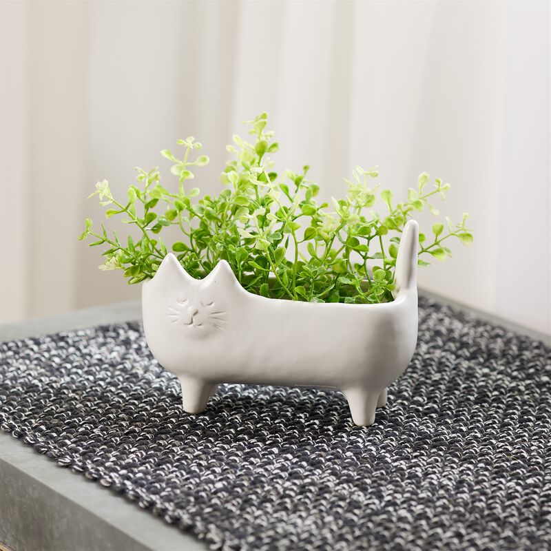 Set of 2 Ceramic Cat Planters for Succulents or Decorative Indoor Display