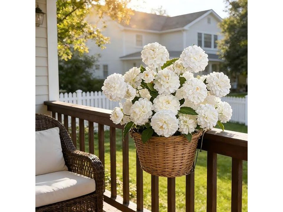 White Artificial Dahlia Flower Stems Long Stem Outdoor Vase Filler