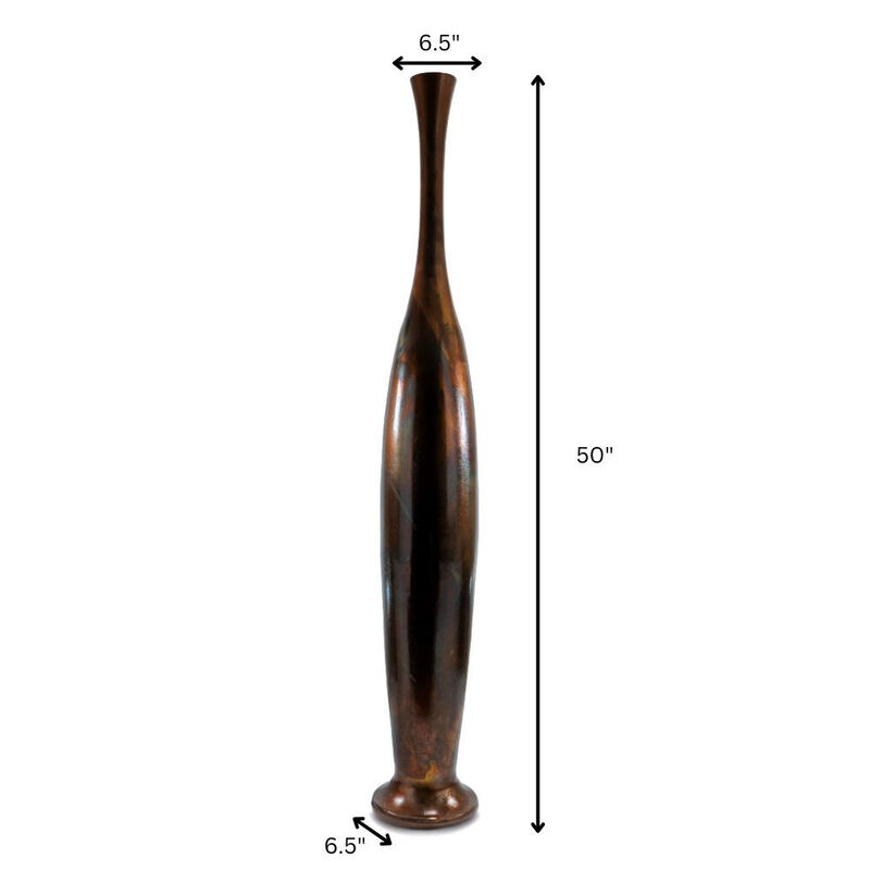 Hivvago 50 Inch Burnished Brown Aluminum Floor Vase