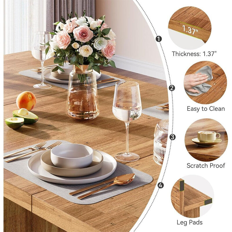 Tribesigns 63" Farmhouse Dining Table Wooden Kitchen Table image number 2