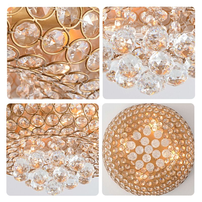 Josie Brushed Brass 4-light Flush Mount Crystal Chandelier image number 3