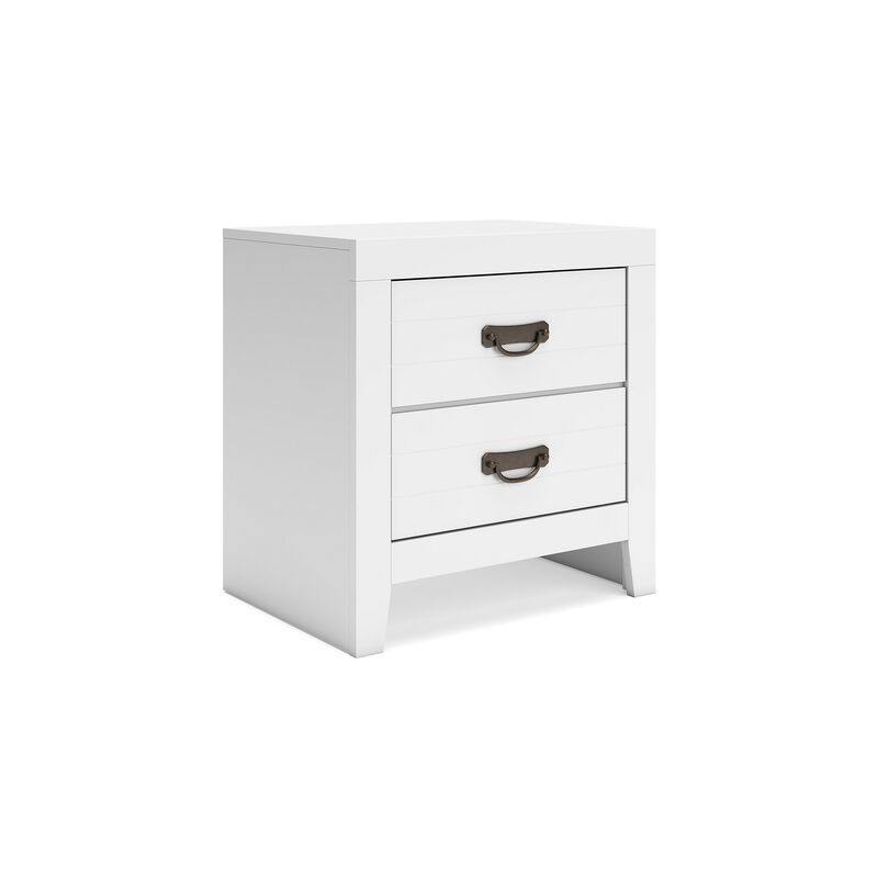 Feo Bedside Nightstand, 2 Drawers, White Okoume Finish, Solid Hardwood - Benzara