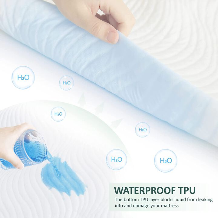 MarCielo 100% Waterproof Knit Mattress Protector Stretch up to 21