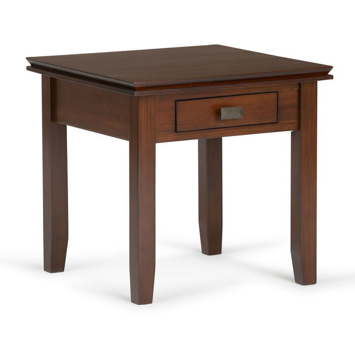 Artisan SOLID WOOD 21 inch Wide Square Transitional End Side Table in Russet Brown