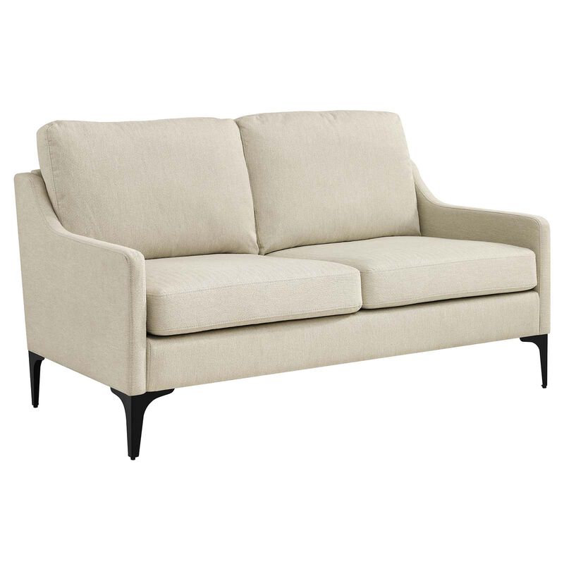 Corland Upholstered Fabric Loveseat Brown