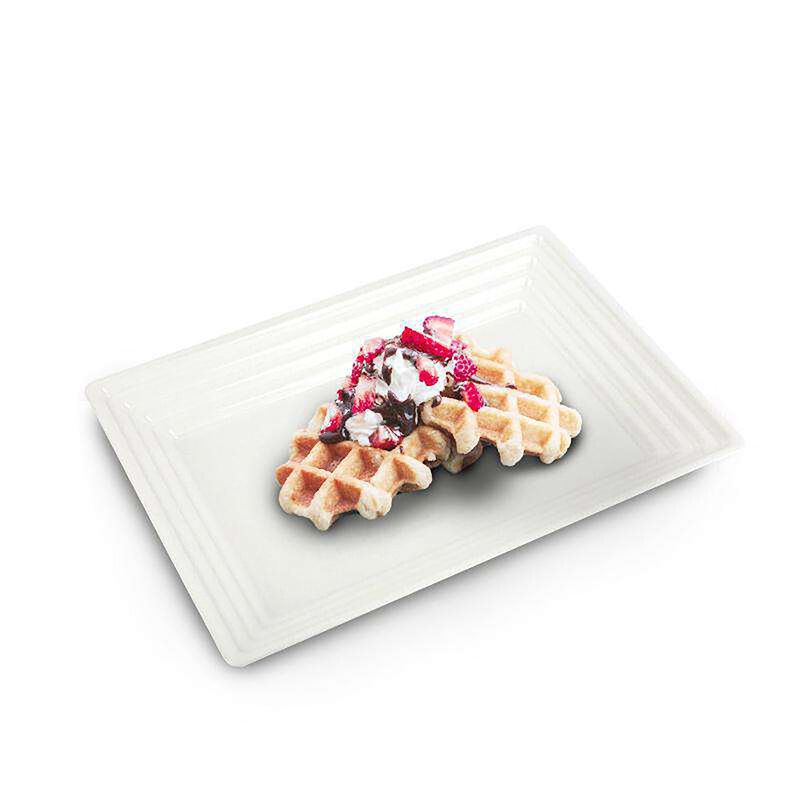 9" x 13" White Rectangular with Groove Rim Plastic Serving Trays (24 Trays) image number 8