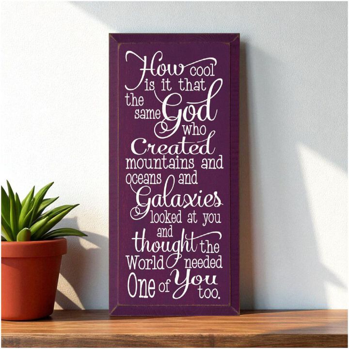 Faith Quote Wood Sign God Created Mountains Oceans and You Rustic Wall Plaque