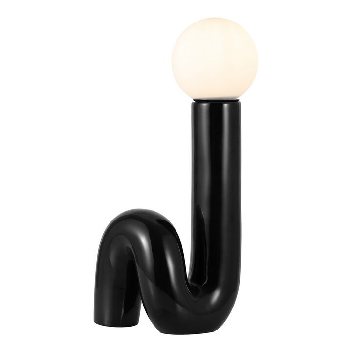 Katya 18" Scandinavian Minimalist Ceramic Spiral Tube LED Table Lamp