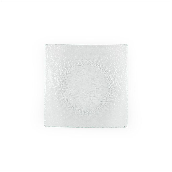 Turgla Fusion Glass 5.75" x 5.75" Square Clear Glass Plate (Set of 4)