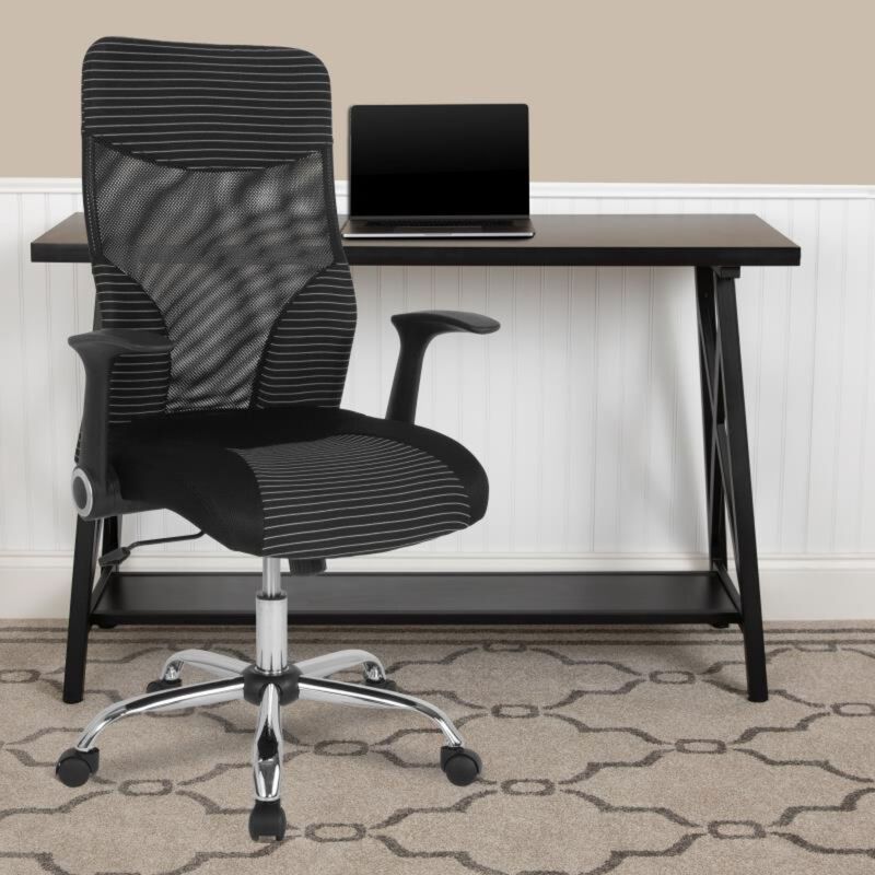 Milford High Back Ergonomic Office Chair with Contemporary Mesh Design in Black and White image number 1