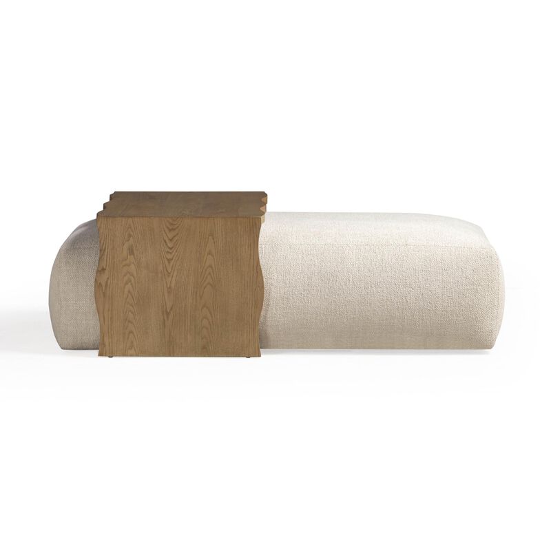 Tov Furniture Spencer Performance Basketweave Ottoman with Bridge Table (Cream) image number 3