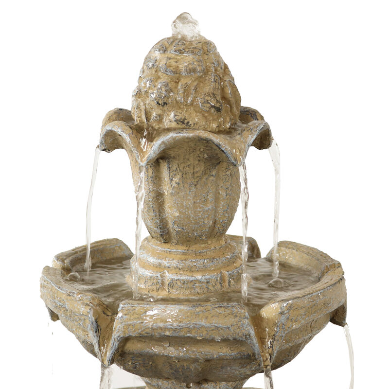 Sunnydaze 48" 3-Tier Outdoor Water Fountain, Finial Top, Durable Fiberglass image number 4