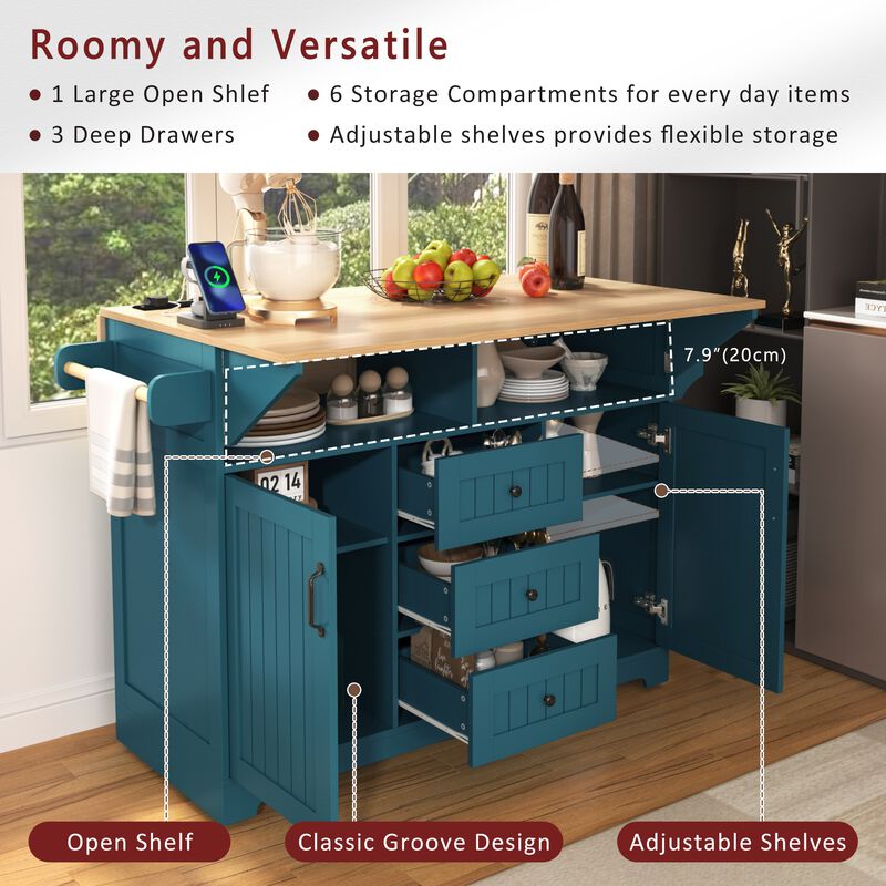 Merax Rolling Kitchen Cart with 2 Drop Leaf