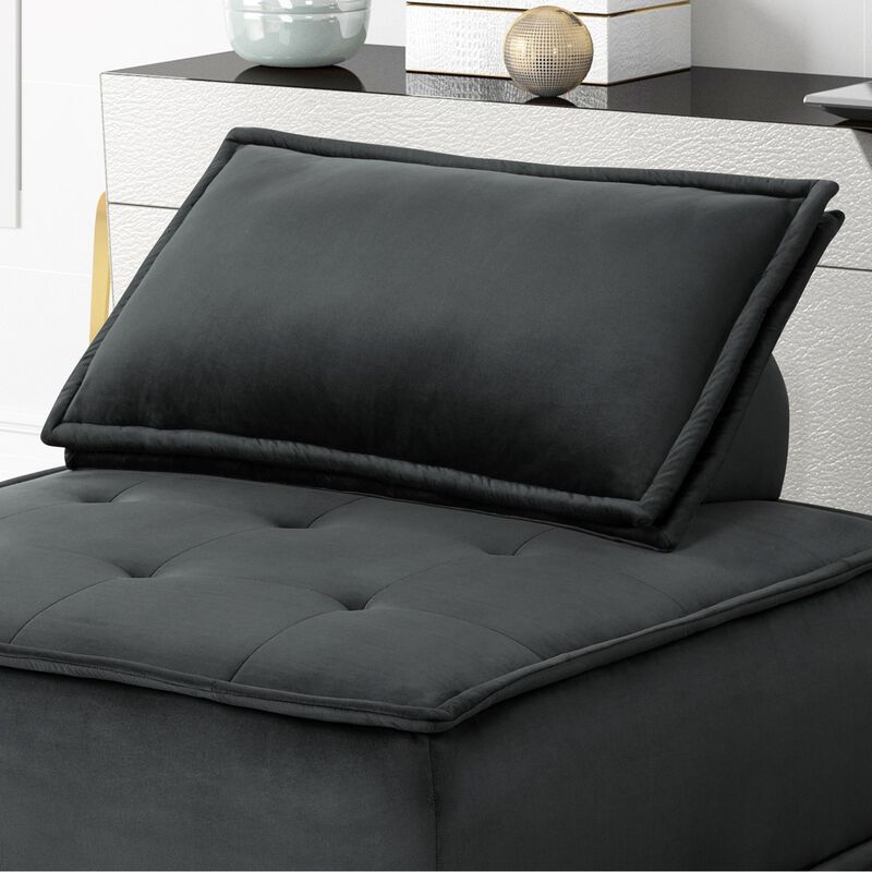 Streamdale Anna Black Velvet Set Of 2 Armless Lounge Chair image number 5