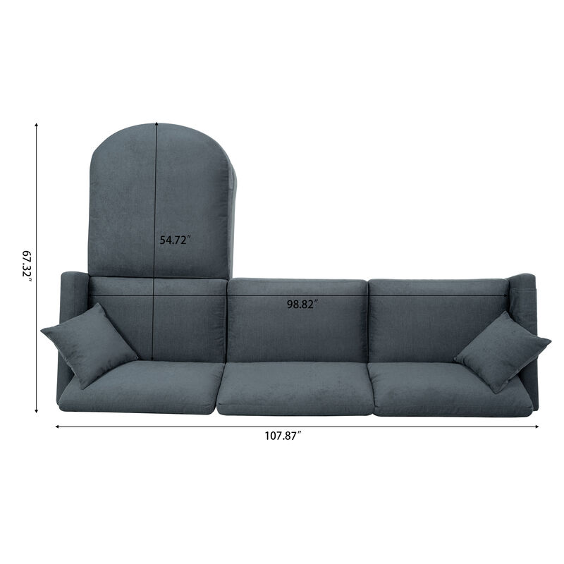107.8" Sectional Sofa Couch 1 Ottoman image number 4
