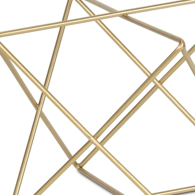HomeRoots 7" Gold Metal Open Geometric Tabletop Sculpture image number 4