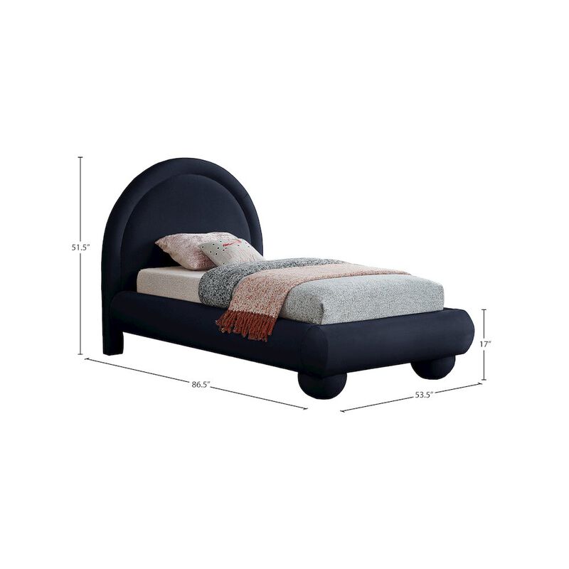 Meridian Furniture Madrid Navy Velvet Twin Bed