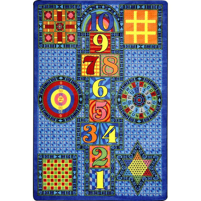 Joy Carpets Kid Essentials Games Galore 7'8 x 10'9 Area Rug in Color Sapphire