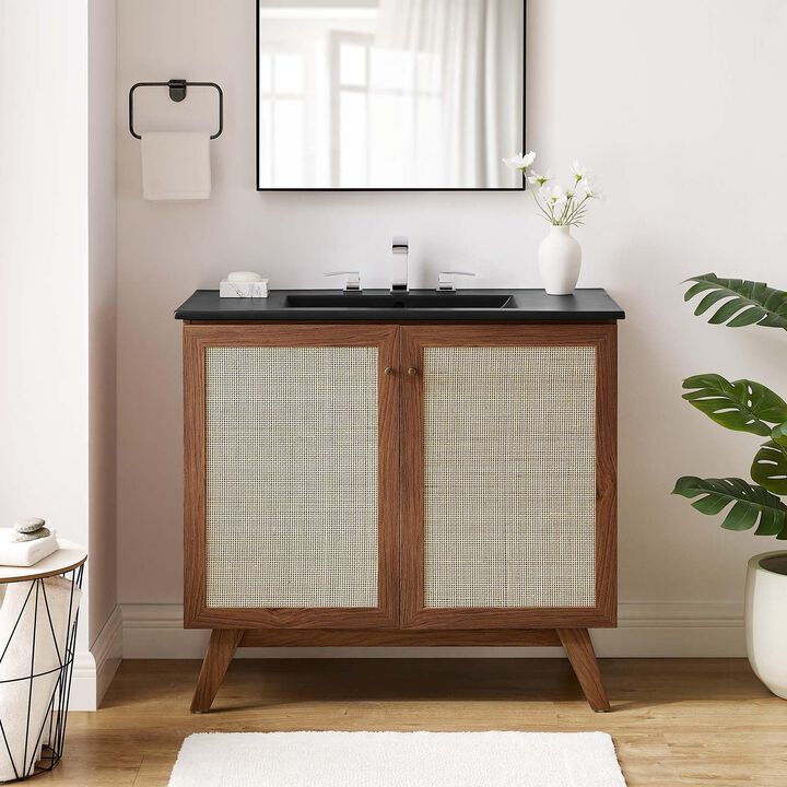 Modway Soma Bathroom Vanity, 36 Inch Single, Walnut Black