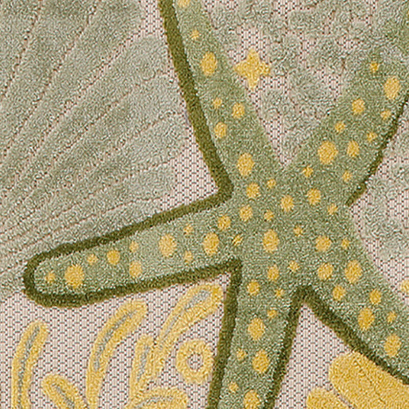 HomeRoots 6' Green And Yellow Starfish Indoor Outdoor Runner Rug image number 4