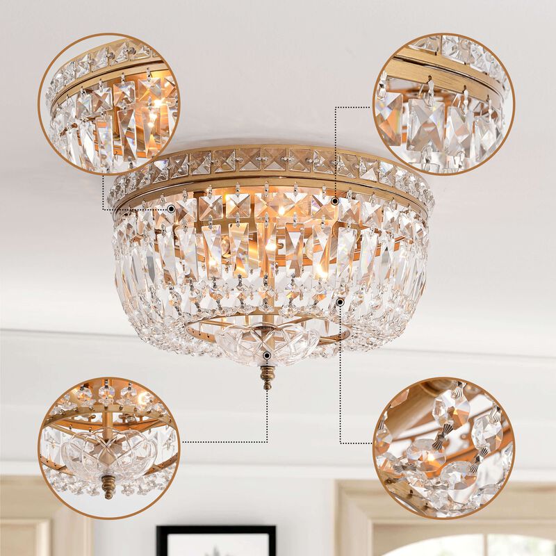 Elara Crystal Basket Flush Mount Chandelier image number 7