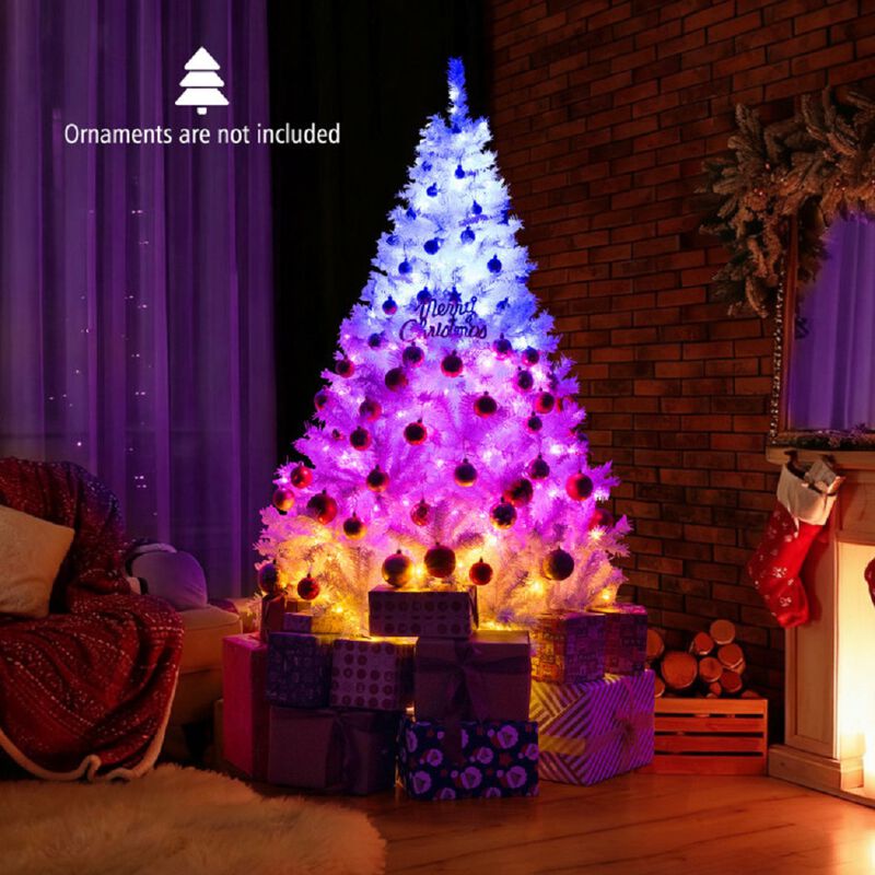 Pre-Lit Hinged Xmas Tree, Artificial Christmas Tree with 11 Light Modes image number 4