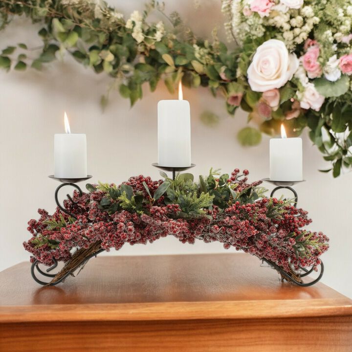 Pine and Berry Centerpiece for Festive Holiday Decor and Seasonal Warmth