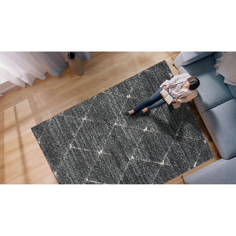 120x96 inch Talas Trellis Area Rug in Gray  and Cream
