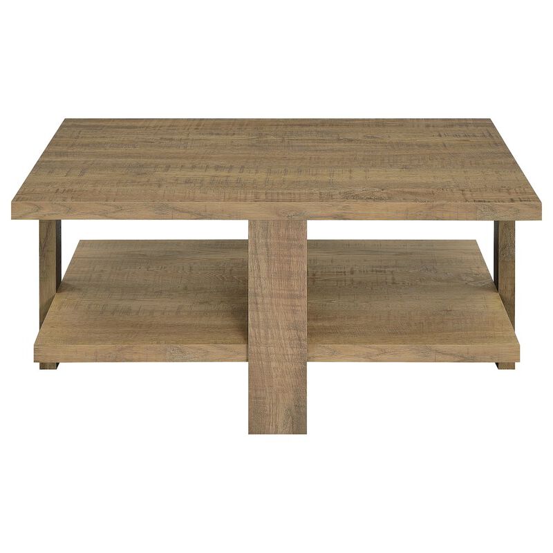 Plethoria Home Mango Square Coffee Table with Shelf