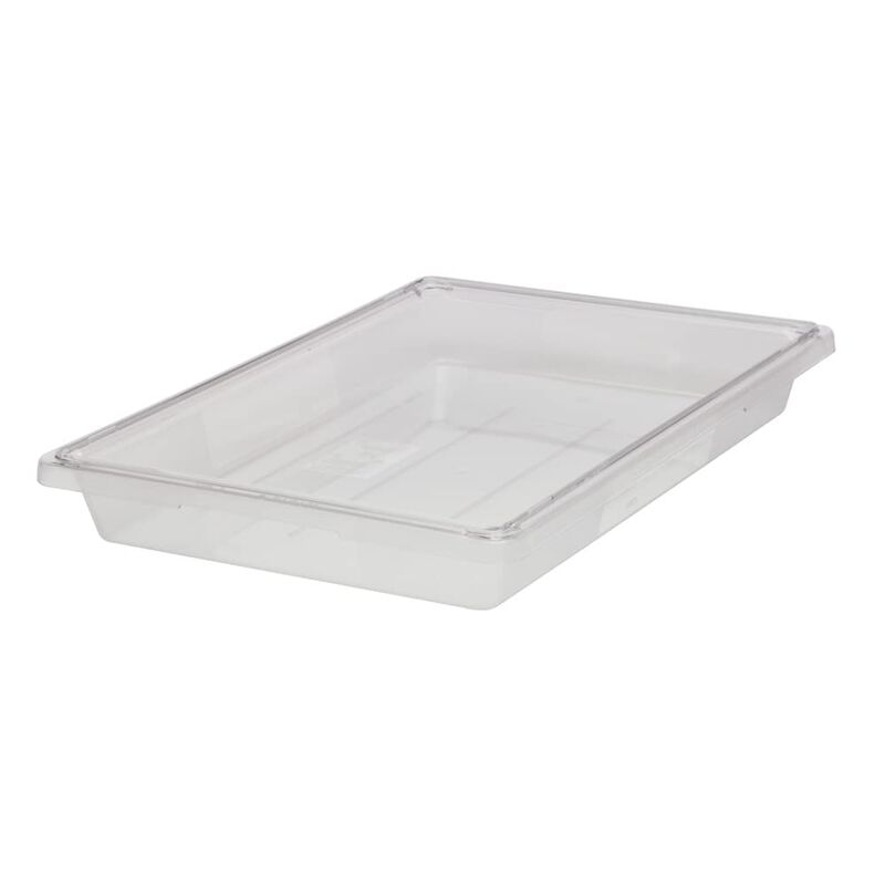 Rubbermaid Commercial Products Large Shallow Food Storage Container for Kitchen Restaurant Use, 5 Gallon Clear, 26 x 18 x 3.5 in