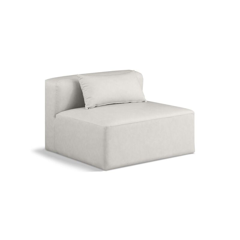 Meridian Furniture Cube Cream Vegan Leather Armless Chair