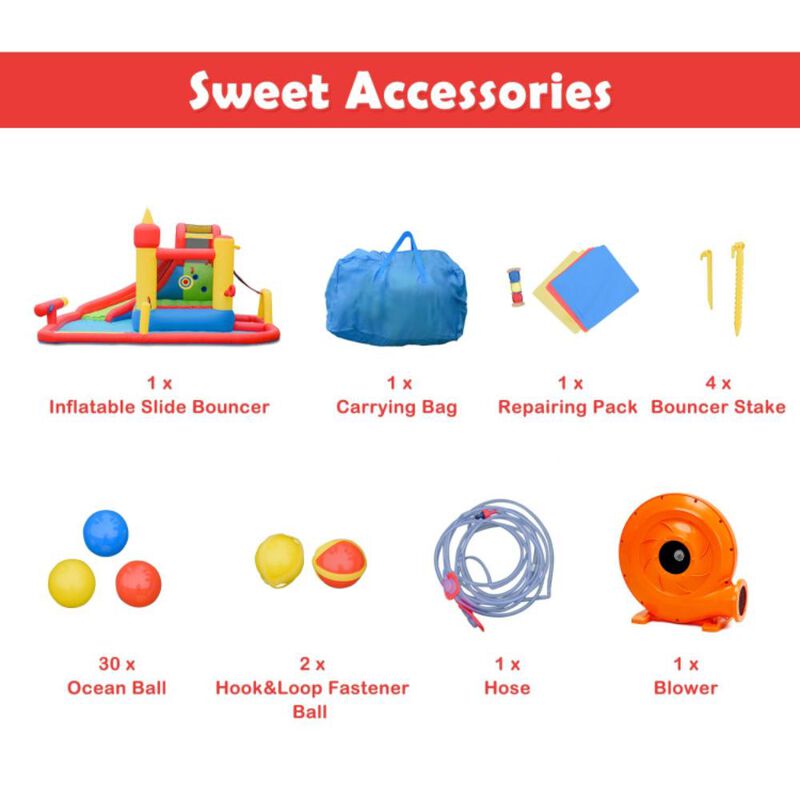 Hivvago Inflatable Blow Up Water Slide  Bounce House with 740 W Blower