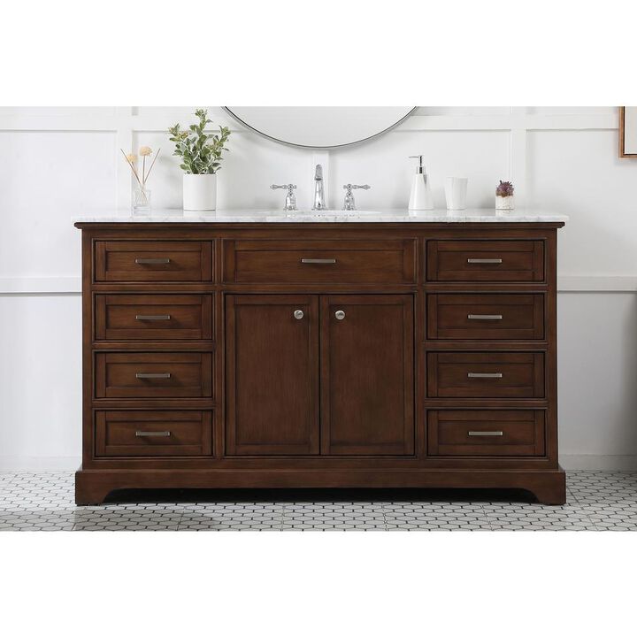 Elegant Kitchen and Bath 60 inch Single bathroom vanity in teak