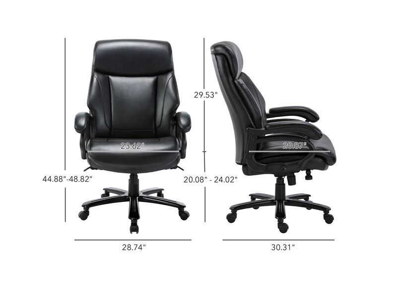 Big and Tall Executive Office Chair, Bonded Leather Computer Desk Chair 400lbs with Padded Armrests