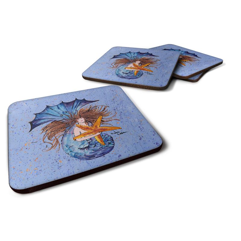 Caroline's Treasures 8337FC Mermaid Foam Coasters (Set of 4), 3.5 H x 3.5 W, Multicolor