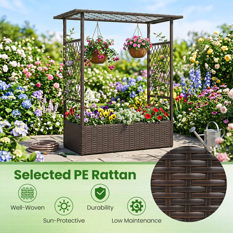Outdoor Raised Garden Bed with Hanging Roof and Dual Trellises image number 6