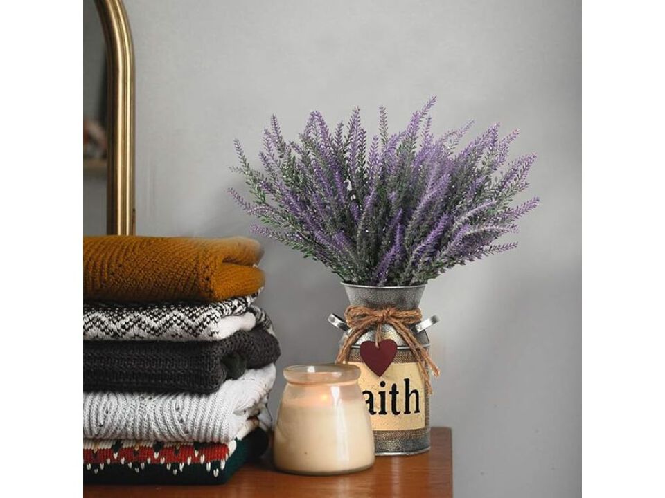 Lavender Artificial Flowers Vase Filler Plant Metal Kitchen