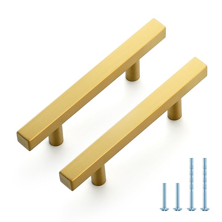 JOY DECOR 30 Pack 3 Inch Brushed Brass Square Cabinet Handles Stainless Steel Cabinet Hardware Pulls for Kitchen and Drawers wit