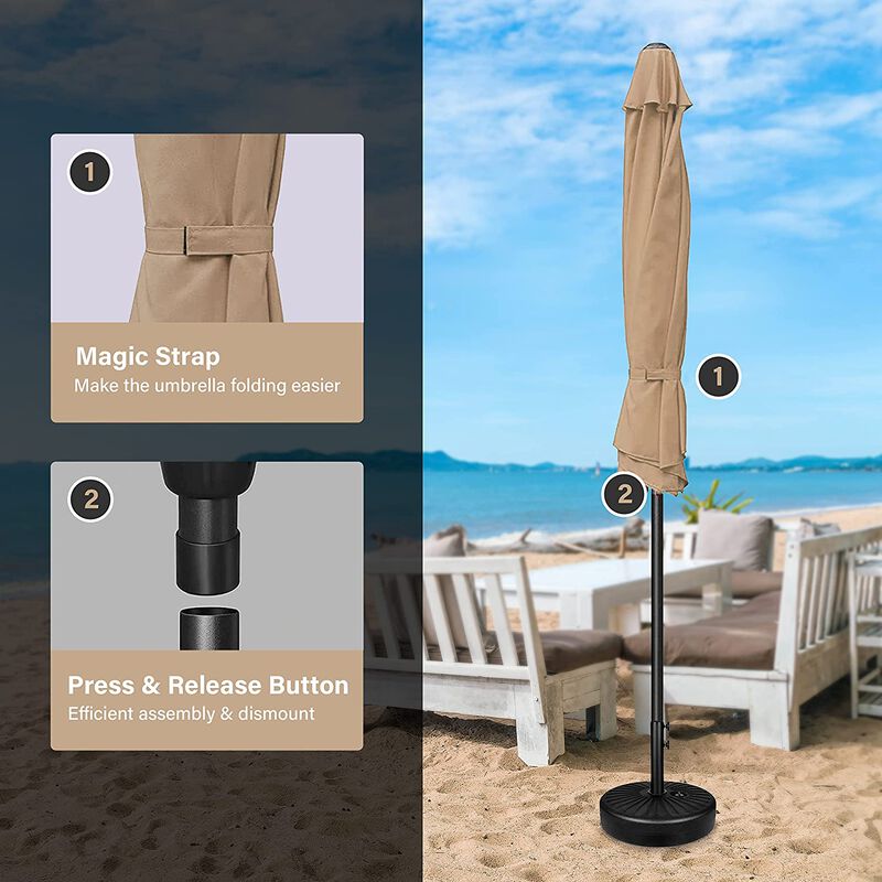 Simple Deluxe 9ft Patio Umbrella Outdoor Table Umbrella - Push Button Tilt/Crank with 8 Sturdy Ribs for Garden, Deck, Backyard, Pool