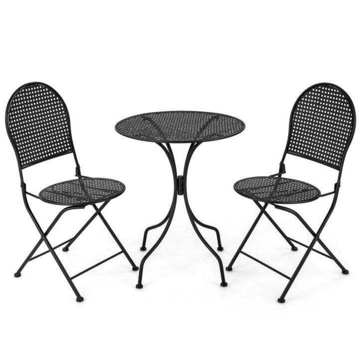 Hivvago 3 Pieces Patio Bistro Set Outdoor Conversation Furniture Table and Folding Chair
