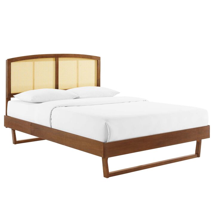 Modway - Sierra Cane and Wood King Platform Bed with Angular Legs