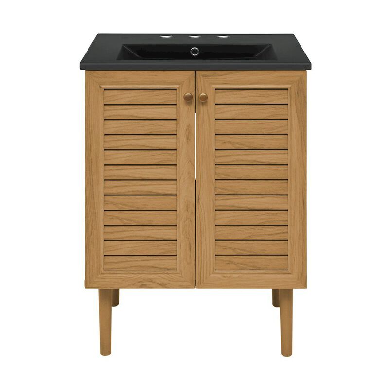 24" Freestanding Bathroom Vanity with 3-Hole Centerset Sink Top image number 0