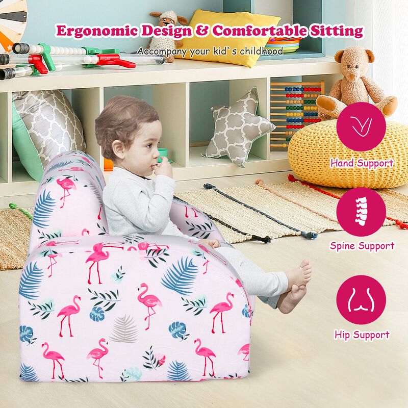 3-in-1 Convertible Kid Sofa Bed Flip-Out Chair Lounger for Toddler - Pink
